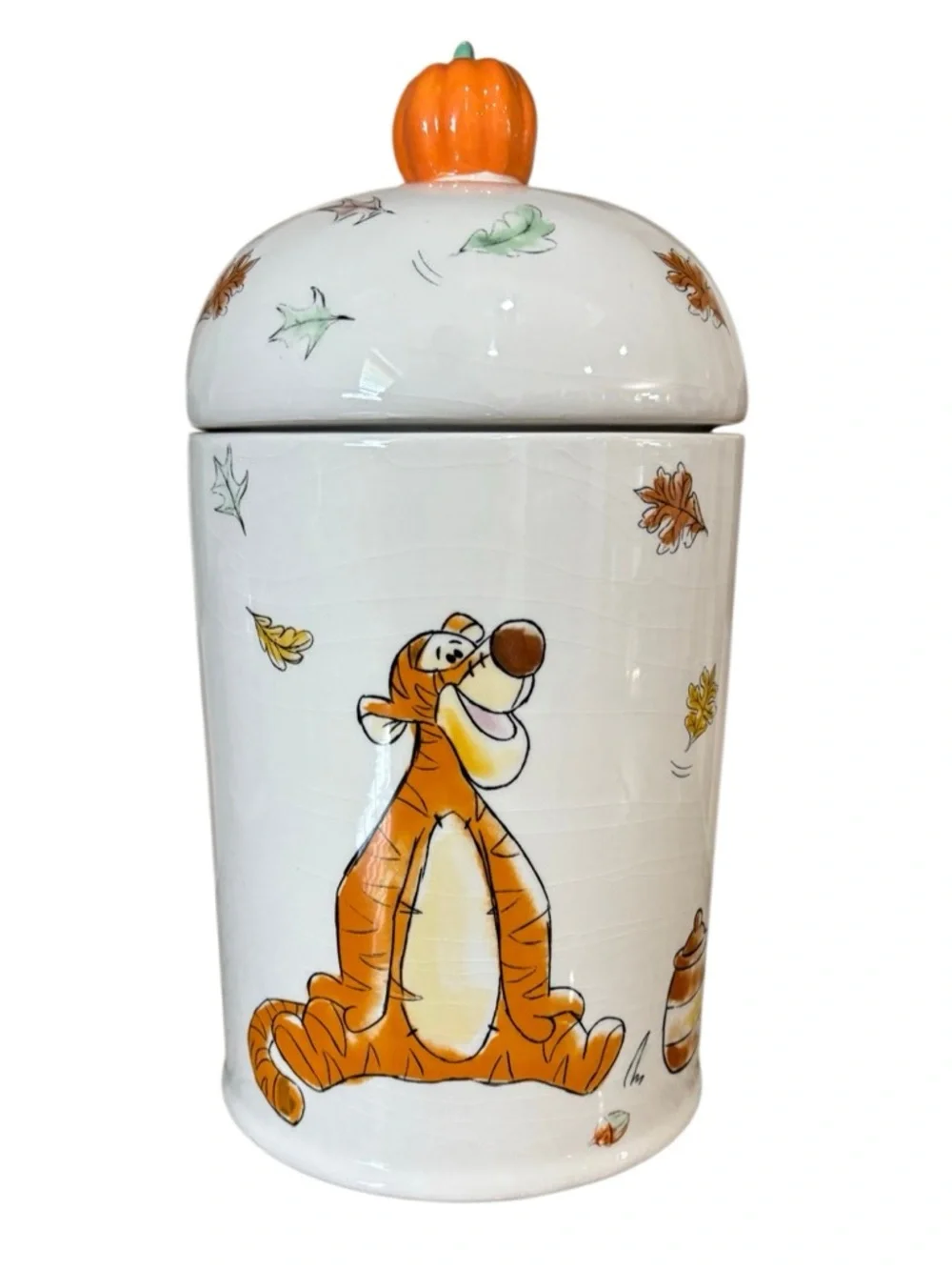 Disney Winnie the Pooh Fall Cookie Jar Pumpkin Lid Piglet Tigger Decor